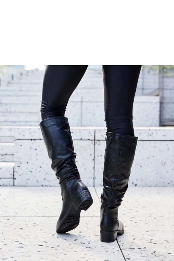 Black Thigh-Hight Boots..Fabric and Heel Height