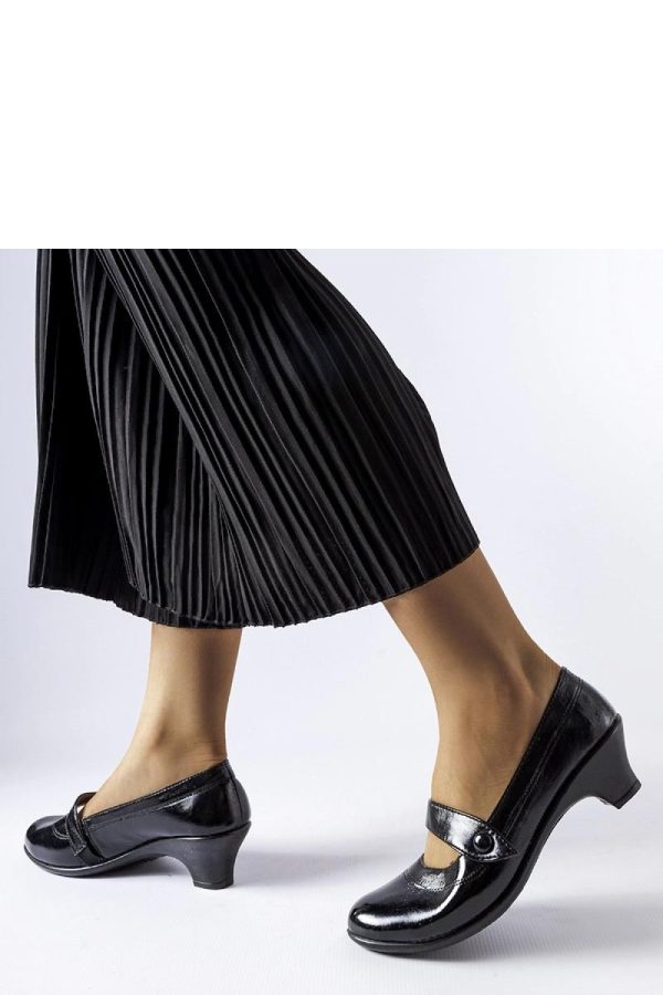 Black Block Heel Pumps.Fabric and Heel Height