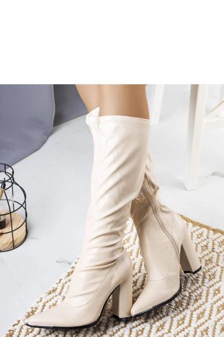 Beige Heel Boots..Heel Height