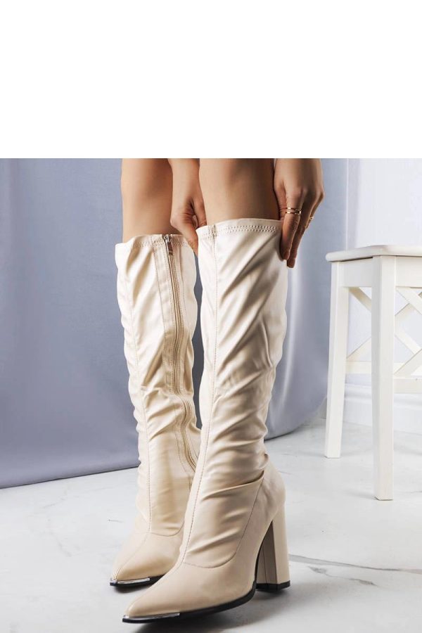 Beige Heel Boots..Heel Height
