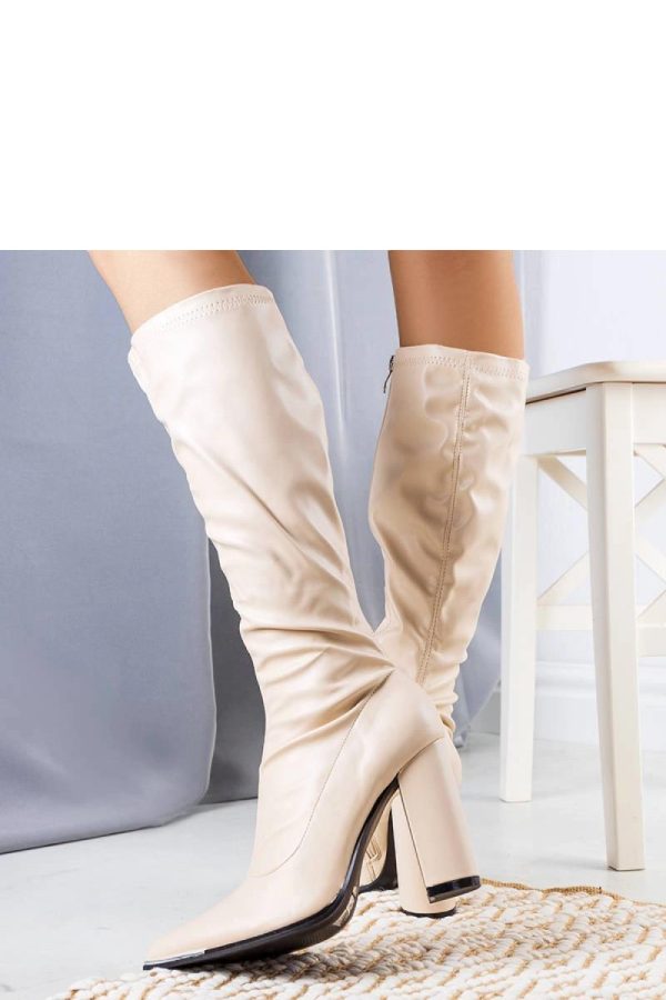 Beige Heel Boots..Heel Height