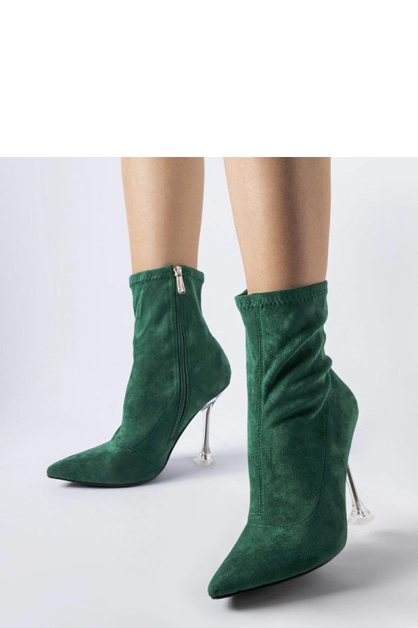 Green Heel Boots.Fabric and Heel Height