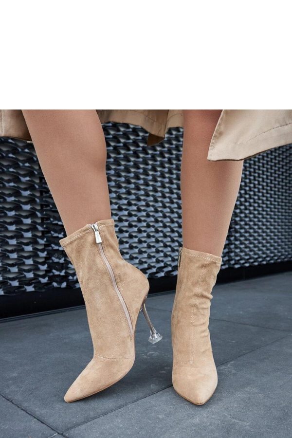Beige Heel Boots..Fabric and Heel Height
