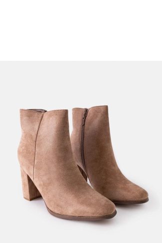 Beige Heel Boots..Fabric and Heel Height