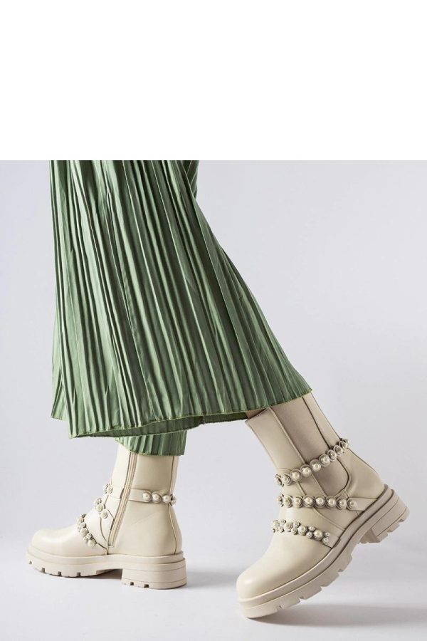 Beige Boots.Fabric and Heel Height