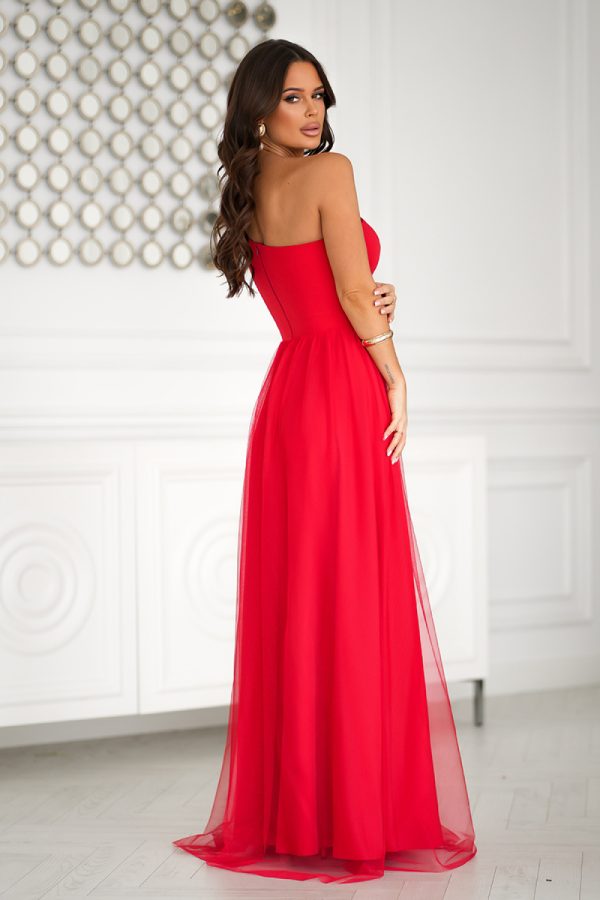 Red Long Dress in Evening Dresses with Spandex and Polyester