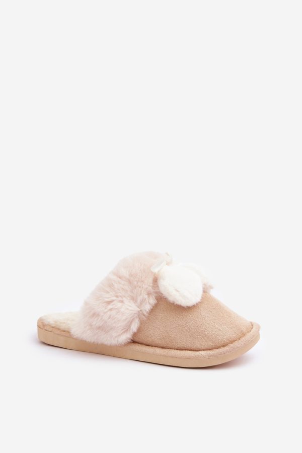 Beige Slippers in Slippers For Women with Fabric, Warmers, Footbed and Sole Height
