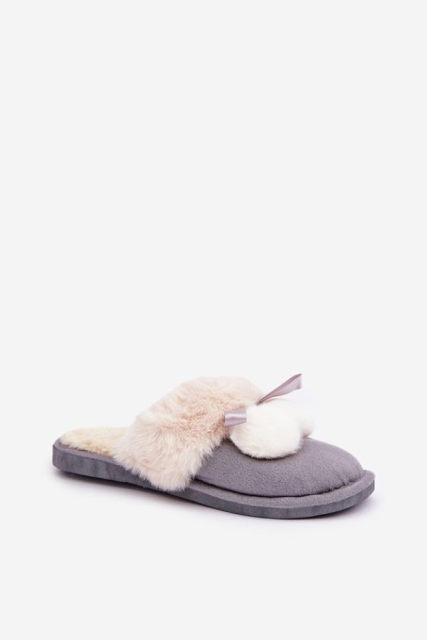Grey Slippers in Slippers For Women with Fabric, Warmers, Footbed and Sole Height