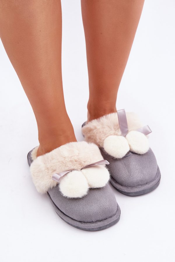 Grey Slippers in Slippers For Women with Fabric, Warmers, Footbed and Sole Height
