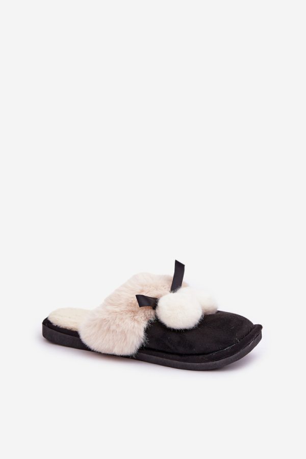 Black Slippers in Slippers For Women with Fabric, Warmers, Footbed and Sole Height