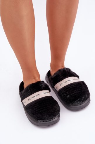Black Slippers in Slippers For Women with Fabric, Warmers, Footbed and Sole Height
