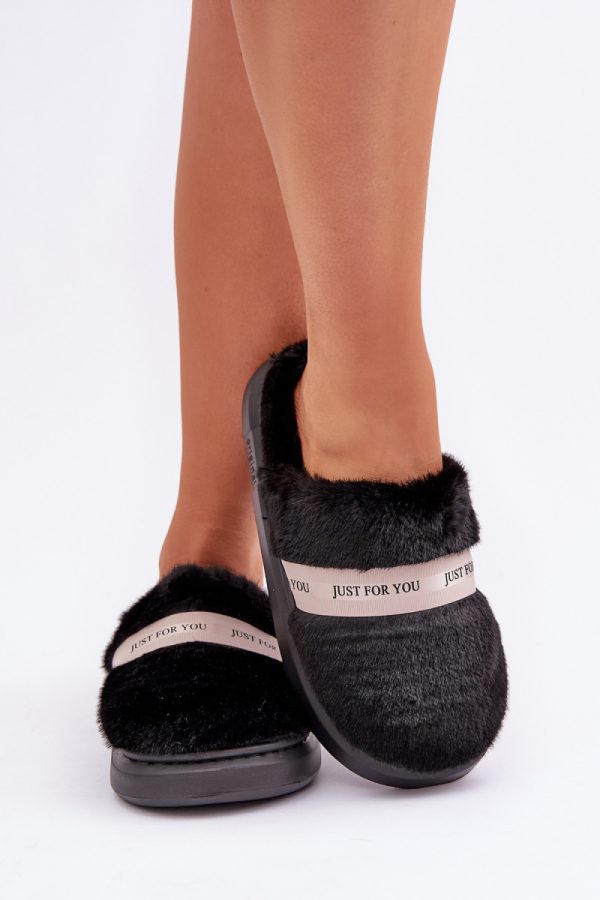 Black Slippers in Slippers For Women with Fabric, Warmers, Footbed and Sole Height