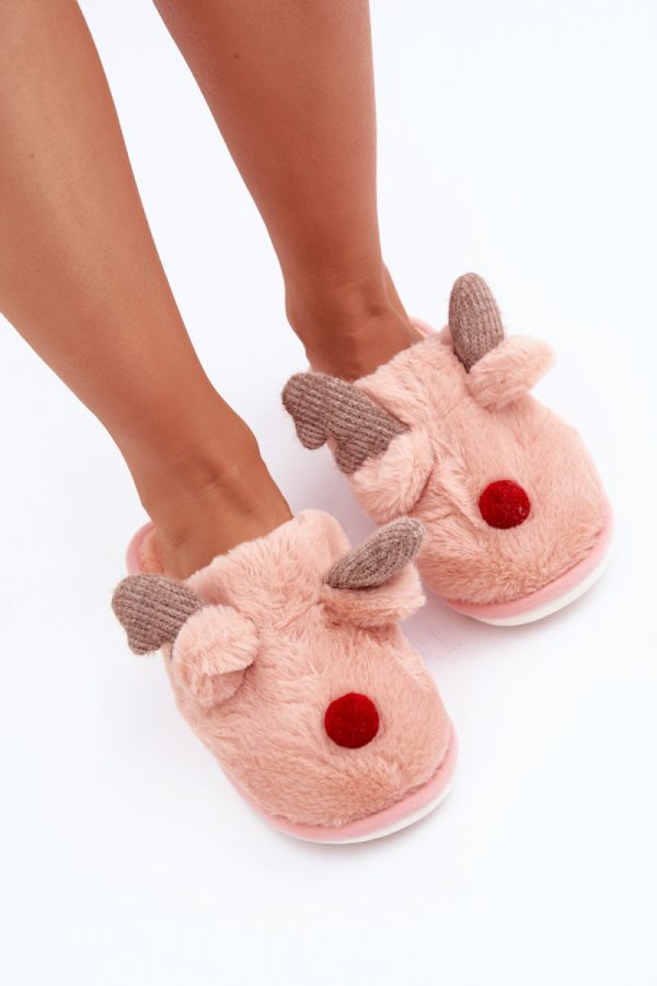 Pink Slippers in Slippers For Women with Fabric, Warmers, Footbed and Sole Height