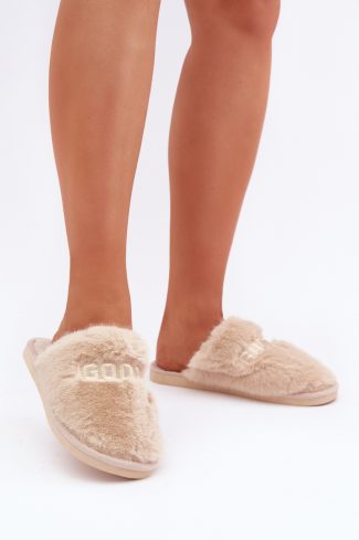 Beige Slippers in Slippers For Women with Fabric, Warmers, Footbed and Sole Height