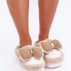 Beige Slippers in Slippers For Women with Fabric, Warmers, Footbed and Sole Height