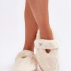 Beige Slippers in Slippers For Women with Fabric, Warmers, Footbed and Sole Height