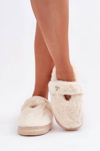 Beige Slippers in Slippers For Women with Fabric, Warmers, Footbed and Sole Height