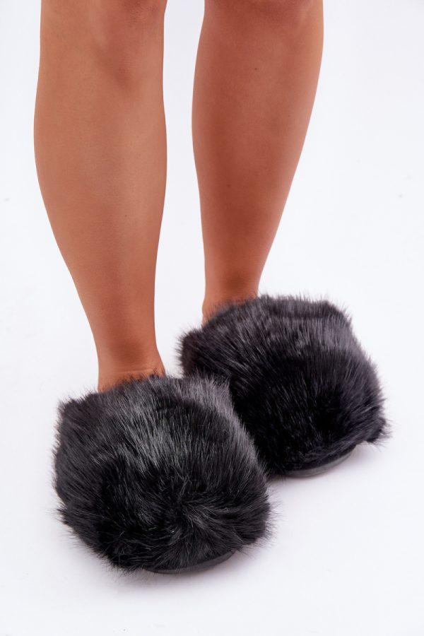 Black Slippers in Slippers For Women with Fabric, Warmers, Footbed and Sole Height