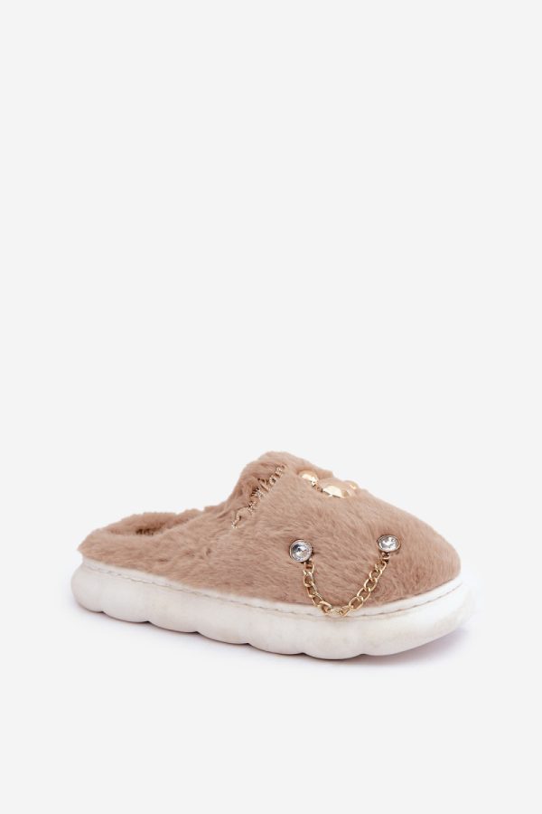 Beige Slippers in Slippers For Women with Fabric, Warmers, Footbed and Sole Height