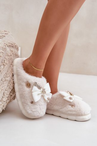 White Slippers in Slippers For Women with Fabric, Warmers, Footbed and Sole Height