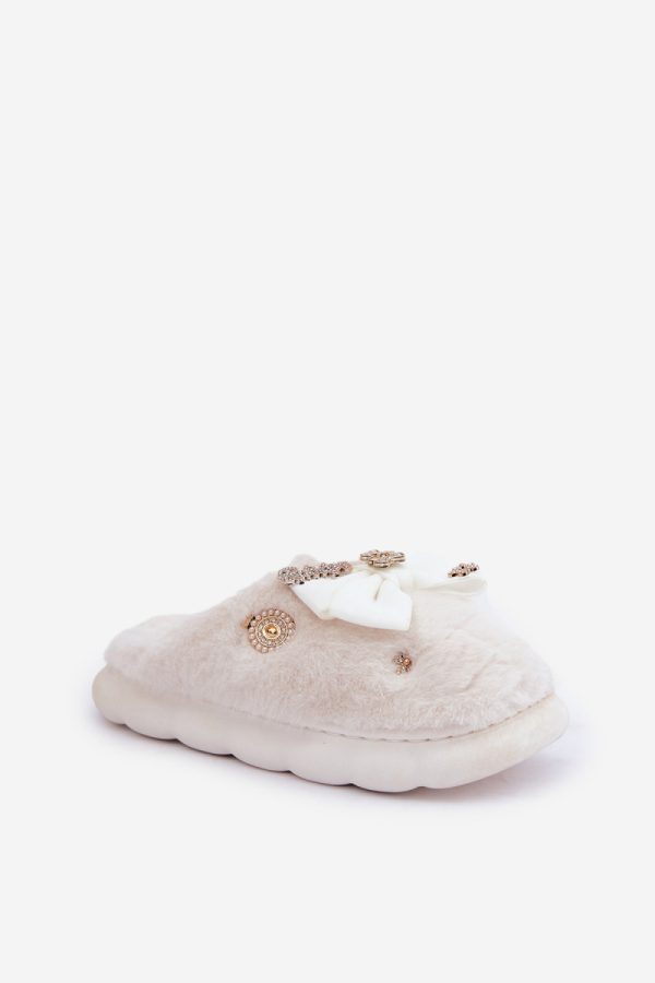 White Slippers in Slippers For Women with Fabric, Warmers, Footbed and Sole Height