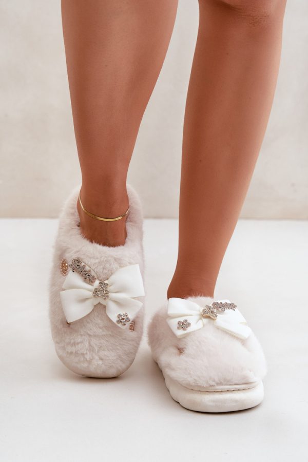 White Slippers in Slippers For Women with Fabric, Warmers, Footbed and Sole Height