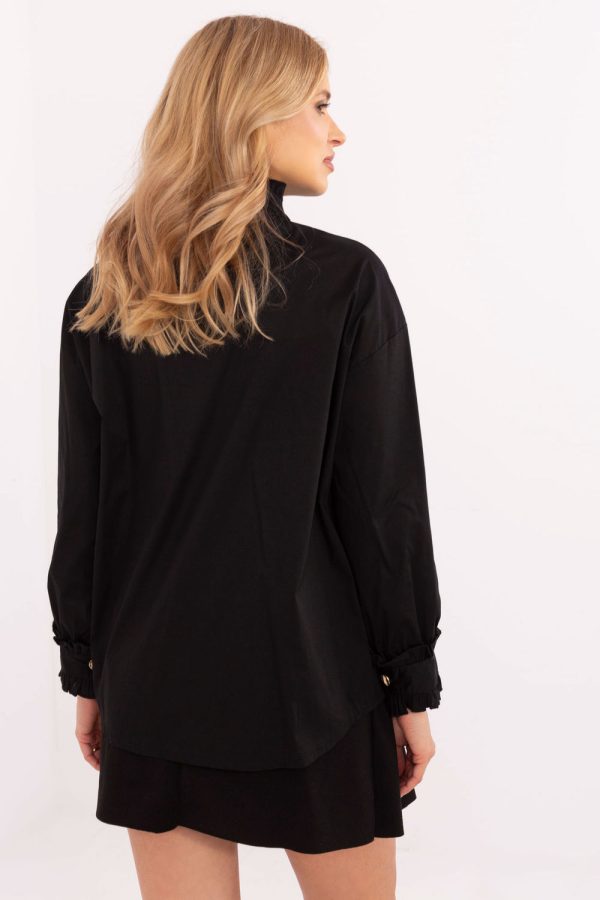 Black Long Sleeve Shirt in Shirts For Women with Cotton and Spandex