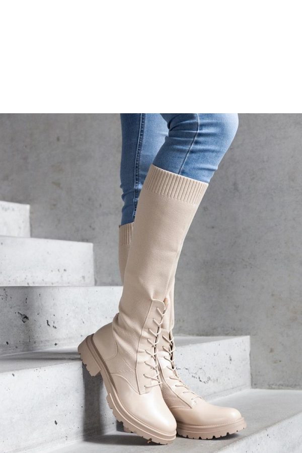 Beige Thigh-Hight Boots.Heel Height