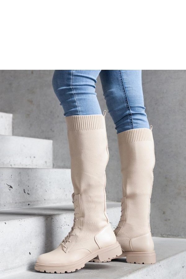 Beige Thigh-Hight Boots.Heel Height