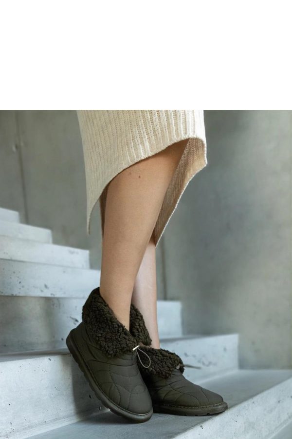 Green Snow Boots...Fabric and Heel Height