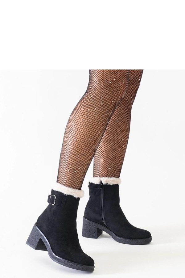 Black Heel Boots in Women`s Ankle Boots & Booties with Fabric and Heel Height