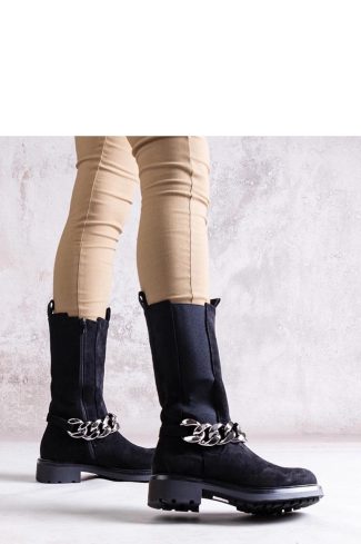 1053989 Black Heel Boots.Fabric and Heel Height