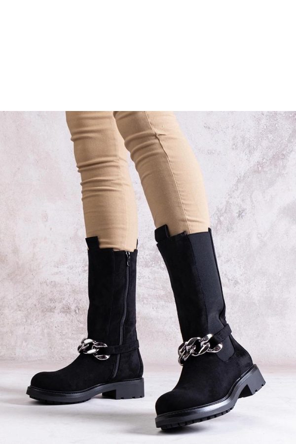 Black Heel Boots.Fabric and Heel Height