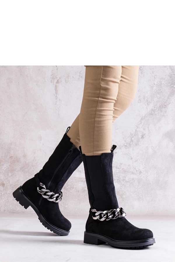 Black Heel Boots.Fabric and Heel Height