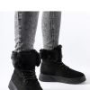 Black Snow Boots in Women`s Ankle Boots & Booties with Fabric and Heel Height