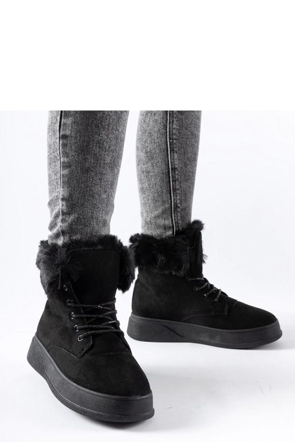 Black Snow Boots in Women`s Ankle Boots & Booties with Fabric and Heel Height