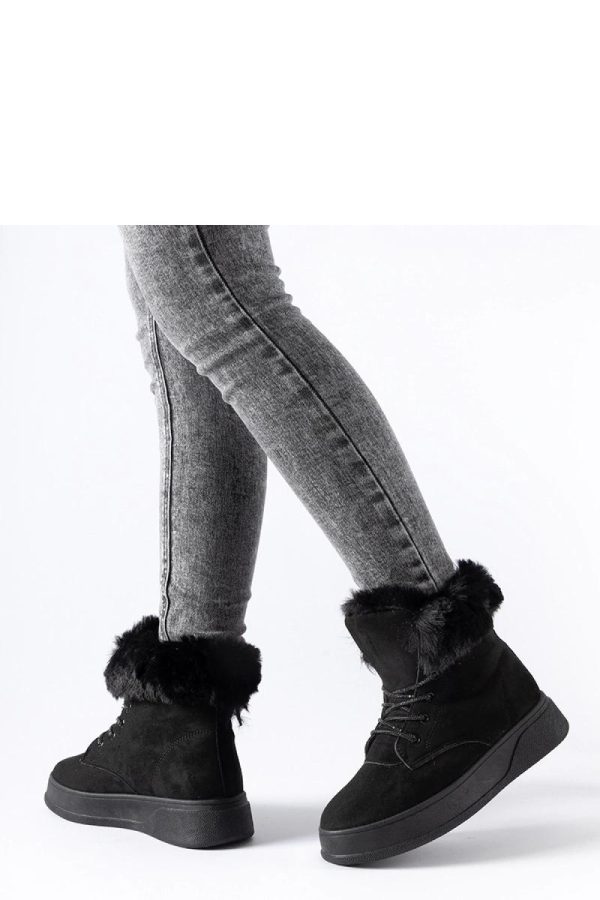 Black Snow Boots in Women`s Ankle Boots & Booties with Fabric and Heel Height