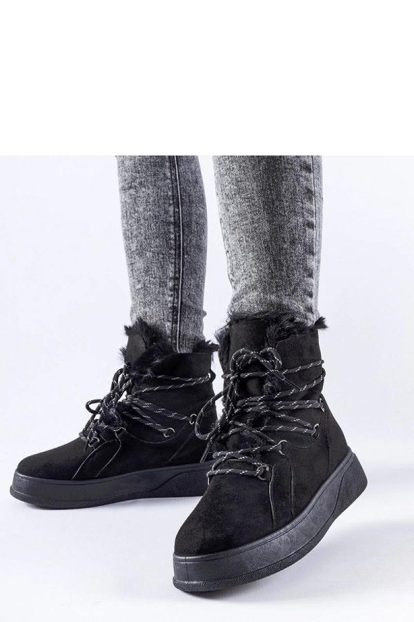 Black Snow Boots in Women`s Ankle Boots & Booties with Fabric and Heel Height