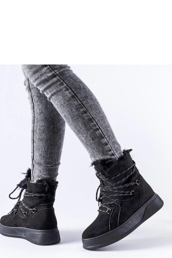 Black Snow Boots in Women`s Ankle Boots & Booties with Fabric and Heel Height