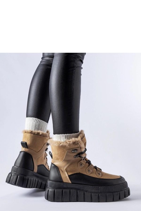 Beige Boots in Women`s Ankle Boots & Booties with Fabric and Heel Height