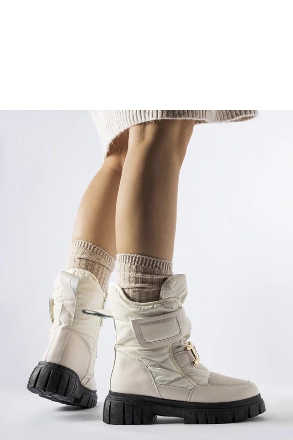 Beige Snow Boots....Fabric and Heel Height