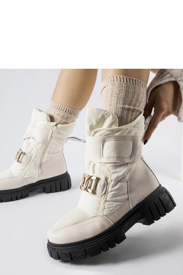 Beige Snow Boots....Fabric and Heel Height