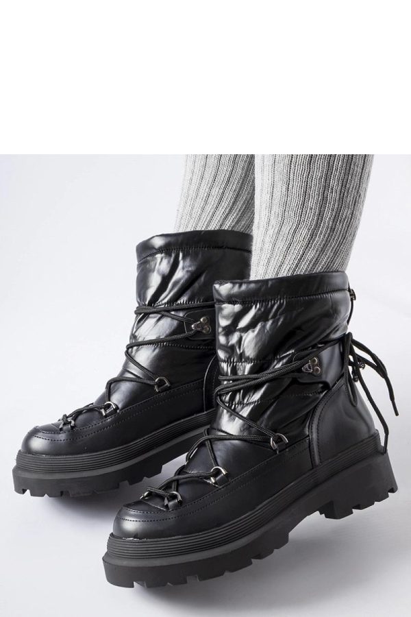 Black Snow Boots in Women`s Ankle Boots & Booties with Fabric and Heel Height