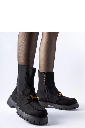 1054133 Black Boots in Women`s Ankle Boots & Booties with Fabric and Heel Height