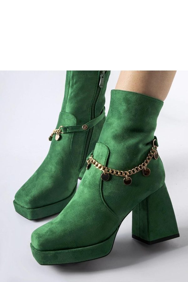 Green Heel Boots in Women`s Ankle Boots & Booties with Fabric and Heel Height