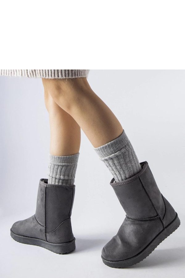 Grey Snow Boots in Women`s Ankle Boots & Booties with Fabric and Heel Height