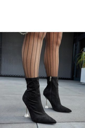 1054157 Black Heel Boots in Women`s Ankle Boots & Booties with Fabric and Heel Height