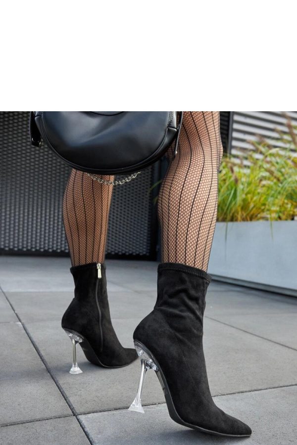 Black Heel Boots in Women`s Ankle Boots & Booties with Fabric and Heel Height