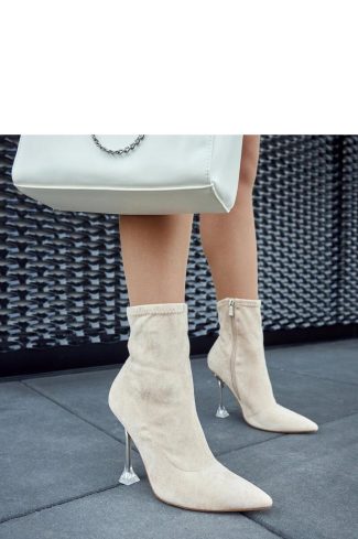 Beige Heel Boots..Fabric and Heel Height