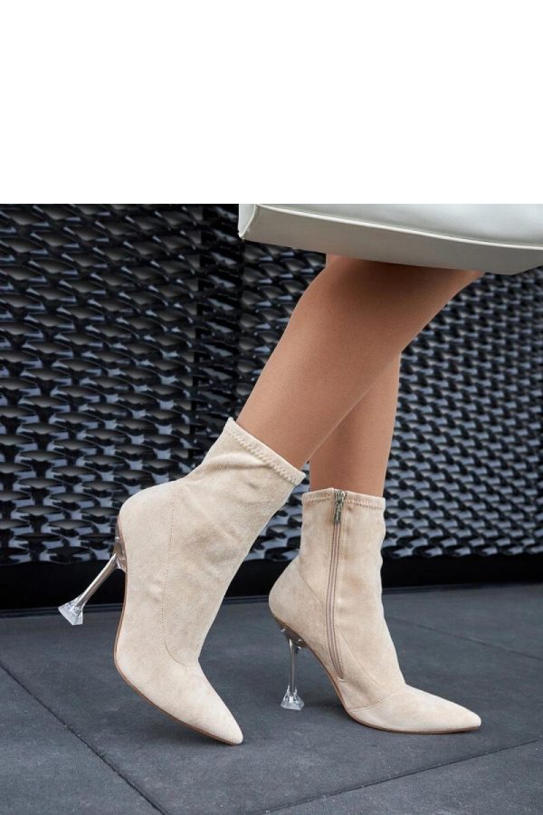 Beige Heel Boots..Fabric and Heel Height
